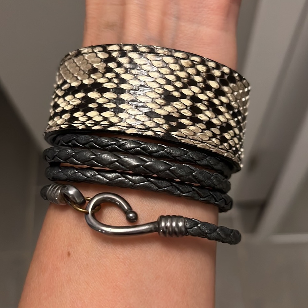 Python Bracelet And Leather Wrap Bracelet - image 6
